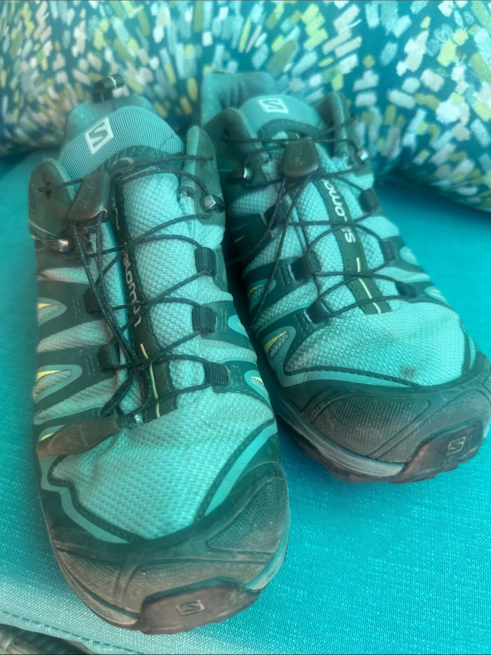 Salomon Women's Teal and Black Trail Sneakers